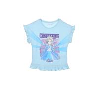 Disney Frozen Mädchen T-Shirt, Weiche Baumwolle Kurzärmliges Pailletten T-Shirt 'Ice Magic', Größe 8 Jahre | Blau
