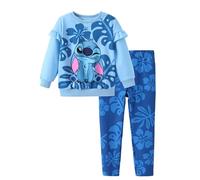 Disney Frozen Minnie Mouse Stitch Princess Herbst Kleinkind Mädchen Outfit 2-teiliges Mädchen Kleidung Langarm Sweatshirt und Leggings, Stitch-Blue, 4-5 Jahre