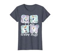 Disney Frozen Olaf Love Warm Hugs Colorful Graphic T-Shirt T-Shirt, Damen, Blau Meliert, L