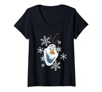 Disney Frozen Olaf Smile Snowflake Weihnachten T-Shirt mit V-Ausschnitt