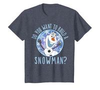 Disney Frozen Olaf Willst du einen Schneemann bauen T-Shirt, Kinder, Blau Meliert, 140