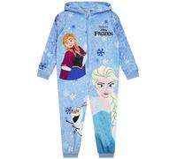 Disney Frozen Onesie Mädchen, Kuscheliger ELSA Schlafanzug Mädchen, Fleece Schlafoverall Kinder, Anna & ELSA Onesie Kinder Für Winter, Blau 116