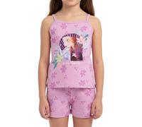 Disney Frozen Pyjamas für Mädchen, 2 Teiliges Set Pyjama aus Weicher Baumwolle im ELSA Anna und Bruni Design, T-Shirt und Shorts, Größe 5 Jahre | Lila