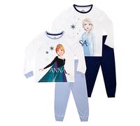 Disney Frozen Schlafanzug | Pyjama Mädchen Lang | 2 Stück Anna & ELSA Schlafanzüge für Kinder Mehrfarbig 116