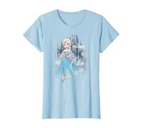 Disney Frozen Watercolor ELSA T-Shirt, Damen, Himmelblau, XL