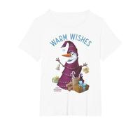 Disney Frozen Weihnachten Olaf Warm Wishes Holiday Portrait T-Shirt, Damen Große Größen, Weiß, 1X
