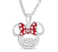Disney Geburtsstein Damen und Mädchen Schmuck Minnie Maus versilbert Shaker Anhänger Halskette, 45,1 + 5,1 cm Verlängerung, M, Kristall, Zirkonia