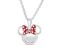 Disney geburtsstein damen und mädchenschmuck minnie mouse silber überzogen shaker hängende halskette, 18 + 2 extender mickey 90. geburtstag anniversary