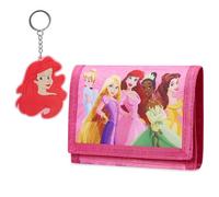 Disney Geldbörse Mädchen mit Schlüsselanhänger Kinder, Stitch & Frozen Geldbeutel Kinder Set - Mädchen Geschenke (Rosa Prinzessinnen)