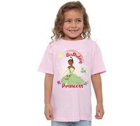 Disney Girl's and The Frog Birthday Princess with Tiana Girls T-Shirt, Pink, 3-4 Jahre