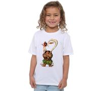 Disney Girl's Maui Moana Stacked Girls T-Shirt, White, 9-10 Jahre