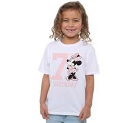 Disney Girl's Minnie Mouse 7th Birthday Girls T-Shirt, White, 9-10 Jahre