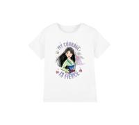 Disney Girl's Mulan My Courage is Fierce Girls T-Shirt, White, 9-10 Jahre