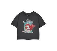 Disney Graues, kurzärmliges Damen-T-Shirt von Prinzessin Ariel | Die kleine Meerjungfrau Grafik-T-Shirt mit Blasen für Erwachsene | Film-Fanartikel | für Damenbekleidung
