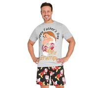 Disney Grumpy Schlafanzug Herren Kurz, Pyjama Set T-Shirt & Shorts - Geschenke für Männer (Grau/Schwarz, L)