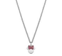 Disney Halskette mit Minnie Maus aus Edelstahl und Zirkonia Kristall, Länge 35+5cm, Kinderkette, Schmuck