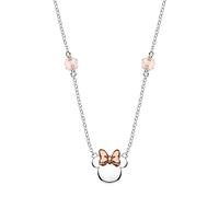 Disney Halskette Minnie Maus, Sterlingsilber 925 Hypoallergen, Zirkonia, für Mädchen, Fertig zum Verschenken, Offizieller Schmuck