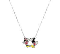 Disney Halskette mit Mickey- und Minnie-Maus-Motiv, Emaille, Sterlingsilber, Sterling Silber
