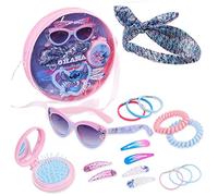 Disney Handtasche Mädchen Set, Coole Tasche Kinder mit UV400 Sonnenbrille, Haargummis Haarspangen Haarschmuck, Geschenke Für Mädchen (Rosa/Blau Stitch)