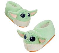 Disney Hausschuhe Damen Stitch 3D, Eeyore 3D und Baby Yoda 3D Plüsch Warme Flauschige Slippers Lustig (Grün Baby Yoda, numeric_37-38)