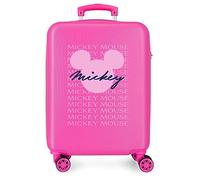 Disney Have A Good Time Mickey Signature Pinker Kabinenkoffer 38 x 55 x 20 cm, starres ABS, seitlicher Kombinationsverschluss, 35 l, 2 kg, 4 Doppelrollen, Handgepäck