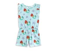 Disney Hellblauer ärmelloser Spielanzug für Mädchen aus Arielle, die Meerjungfrau | Sommeroutfit mit Arielle-Motiv | Rüschendetail an den Schultern | Freizeitkleidung mit Taschen