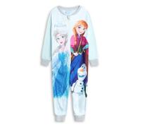 Disney Hellblauer Frozen-Strampelanzug für Mädchen | Nachtwäsche aus Mikrofleece mit Reißverschluss und ELSA, Anna und Olaf | Bequeme Loungewear für die Schlafenszeit