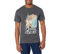 Disney Herren Beauty and The Beast Poster Logo Graphic T-Shirt, Charcoal Heather, M