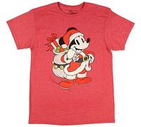 Disney Herren Christmas Mickey Mouse Santa Red Graphic T-Shirt, Rot meliert, Mittel