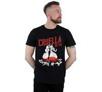 Disney Herren Cruella De Vil Dalmatians T-Shirt Schwarz Small