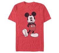 Disney Herren Full Size Mickey Mouse Distressed Look T-Shirt, Rot meliert, X-Groß