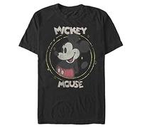 Disney Herren Klassischer Mickey Happy Mickey T-shirt, Schwarz, S