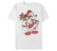 Disney Herren Klassischer Mickey Nur der Weihnachtsmann Mickey T-shirt, Weiß, S