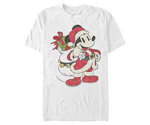 Disney Herren Klassischer Mickey Nur der Weihnachtsmann Mickey T-shirt, Weiß, S