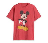 Disney Herren Mickey Wash T-Shirt, Rot meliert, Klein