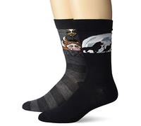 Disney Herren Lion King Crew, 2 Stück Lässige Socke, Schwarz Grau Streifen, 43-47 EU