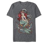 Disney Herren Little Mermaid Ariel Anchor Graphic T-shirt, Charcoal Heather, L