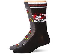 Disney Herren Mickey Mouse Crew, 2er-Pack Lässige Socke, Rot Grau Multi, 43-47 EU