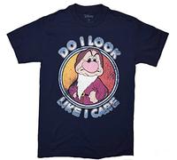 Disney Herren Seven Dwarfs Grumpy Look Like I Care T-Shirt, Marineblau, L