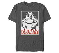 Disney Herren Snow White and Seven Dwarfs Grumpy Graphic T-Shirt, Dunkelgrau meliert, Mittel
