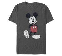 Disney Herren-T-Shirt Mickey Mouse im Used-Look, Dunkelgrau meliert, Größe XL
