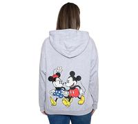 Disney Hoodie Damen Mickey & Minnie Mouse Print Zip Up, Hellgrau, S