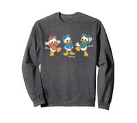Disney Huey Dewey & Louie Retro Character Pose Trip Matching Sweatshirt, Unisex für Erwachsene, Anthrazit Meliert, L