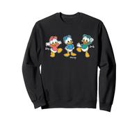 Disney Huey Dewey & Louie Retro Character Pose Trip Matching Sweatshirt, Unisex für Erwachsene, Schwarz, S