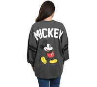 Disney Jersey Damen Oversized Mickey Minnie Mouse Langarm, Dunkelgrau, Mittel