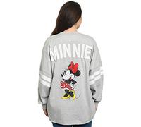 Disney Jersey Damen Oversized Mickey Minnie Mouse Langarm, Meliert, Grau, Mittel