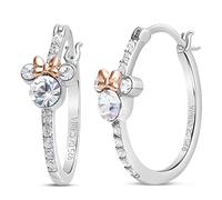 Disney Jewelry for Women Mickey or Minnie Mouse Sterling Silver Cubic Zirconia Hoop Earrings, Metall, Zirkonia