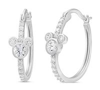 Disney Jewelry for Women Mickey or Minnie Mouse Sterling Silver Cubic Zirconia Hoop Earrings, Zirkonia, Zirkonia