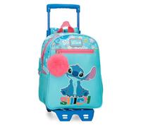 Disney Joumma Aloha Stitch Schulrucksack mit Trolley, Blau, 23 x 28 x 10 cm, Polyester