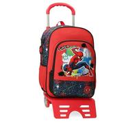 Disney Joumma Bags, Marvel-Spiderman-Urban-Schultasche, Kinderrucksack, aus Polyester, breite und verstellbare Träger, Tragegriff oben zum Aufhängen., rot, Rucksack + Trolley